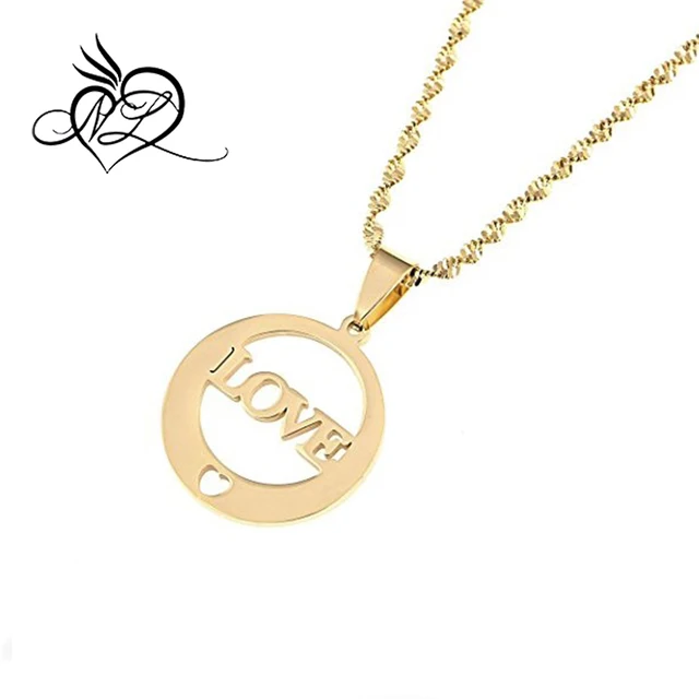 stainless steel love letter pendant necklace romantic heart