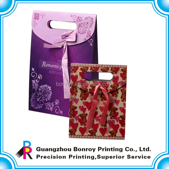 printing customized mini cute gift paper bow tie bag wholesale