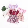 wholesale suspenders ruffle cotton boutique summer fall floral remake girls baby dresses