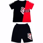 Children's clothing boy suit summer boy fashion letter short-sleeved shorts two-piece