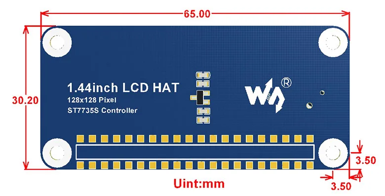 1.44inch-LCD-HAT-size
