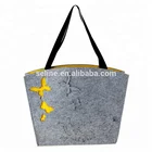 Fashion eco-friendly gray color black leather felt bag