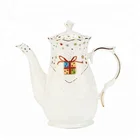 Christmas party custom turkish style custom printed porcelain tea pot set with decal