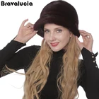 Mink fur hat for women new brand knitted beanie cap winter hat custom logo