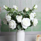 Rose Artificial Flowers Roses 3 Heads Artificial Flower Rose Make Import China Fabric Artificial Flower