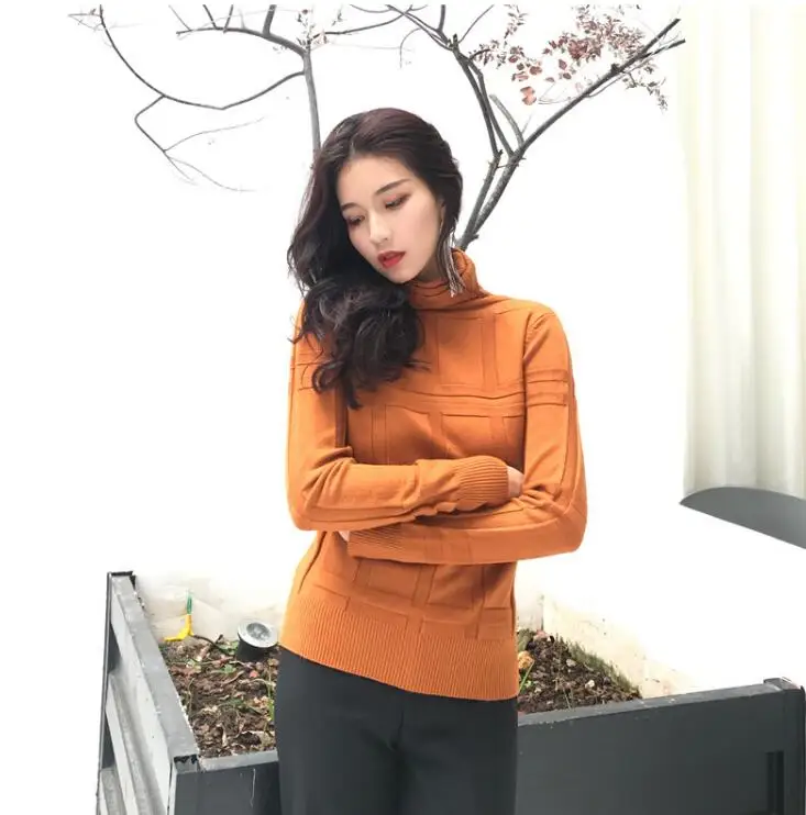 women turtleneck sweater lady crewneck computer knitted dress garment