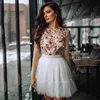 Sexy See Through Beaded Homecoming Dresses Long Sleeve Short Prom Dress 2019 Party Wear for Graduation Latest robe de soiree