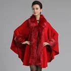 Wholesale fashion warm faux fox fur collars long shawl women winter cape