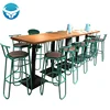 Customized modern bar furniture hotel solid wood bar table metal iron bar chair coffee dining table set