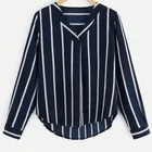 Blouse New Design Stripe Print Ladies Blouse Chiffon Long Sleeve Blouse
