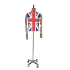 Fabric wrapped man dress form bust torso mannequin for business boutique with wooden arms and metal base