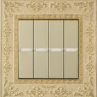 Uk Wall Socket Aulmo Electric Switch UK Standard New Design Zinc Alloy Luxurious 4 Gang 2 Way Wall Switch Socket