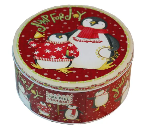 chinese supplier round christmas gift packaging box cookie tin