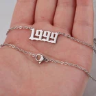Customized Silver Birth Year Number 1999 Year Necklace