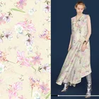 Custom Digital Printing on pure silk crepe de chine fabric for luxury dress