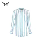 Best selling custom popular 100% cotton long sleeve stripe shirt design for women