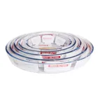 Round glass baking dish sets with shrink wrap package