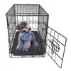 wholesale Black Folding Luxury Metal Iron Pet cage With Tray collapsible purple dog crate 48