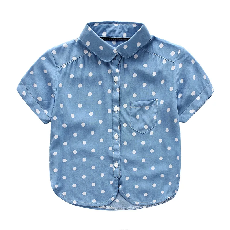 neway Summer cotton casual shirts baby children fashion soft silk- smooth tops blouse toddler girl polka dot short sleeved shirt