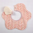 100% cotton print 360 rotate washable waterproof pink stripe round sublimation blank baby bib ties in stock