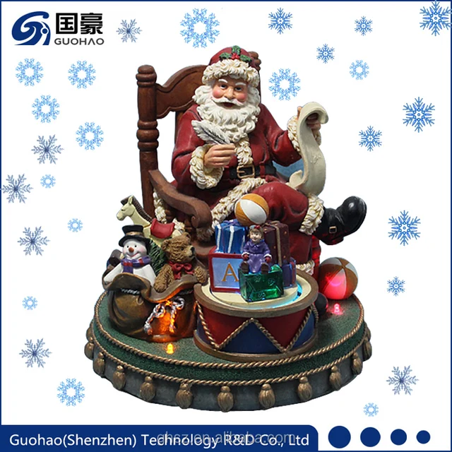 garden santa figurines decor, led light santa craft for kids