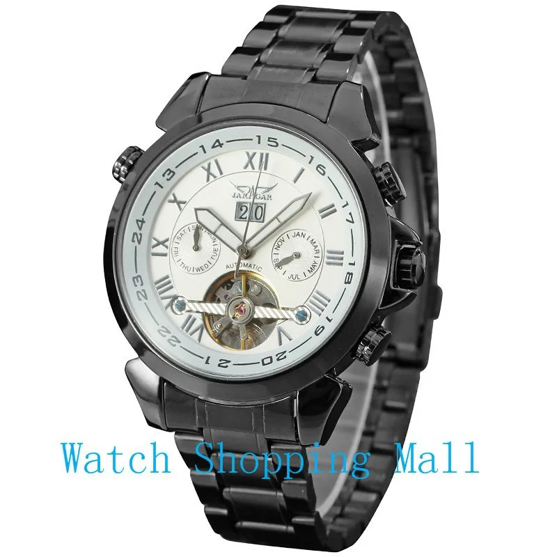New Fashion Black Tourbillon mechanical Watches ,Men's Classic Transparent Steampunk Wrist watch Gift Relogio Masculino