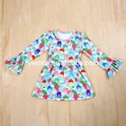 2018new arrival Easter long ruffle bunny printing dress and pants adult baby clothes