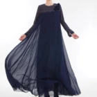 Abaya 2019 Dubai Navy summer breathable modern chiffon two layers umbrella islamic abaya sale