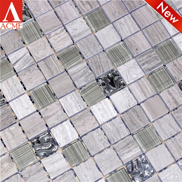 rustic mixed stone crystal glass mosaic tile for shop design