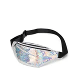 Custom logo mini hologram laser travel outdoor motorcycle sports pvc leather fashion waterproof women waist belt bag
