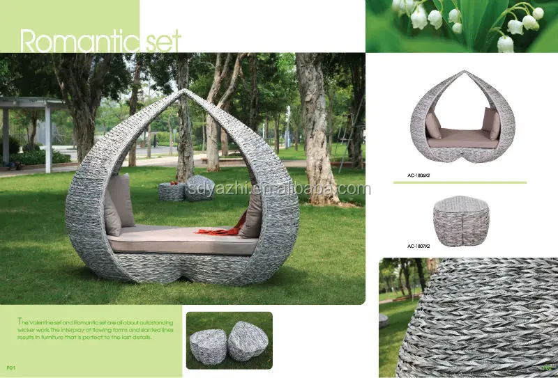 Outdoor Garden Metal Swing Bench In White Round Wicker Color With