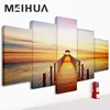 Nature Seascape Art Canvas Painting 5Pcs Custom For Home Wall Decoration