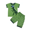 Wholesale green boy 100 bamboo fiber clothing custom kid squama pants Digital printing Dinosaur baby t shirt set