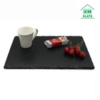 Passed FDA LFGB oil coating export UK USA 30X20cm dark black slate stone cake food dinner dish