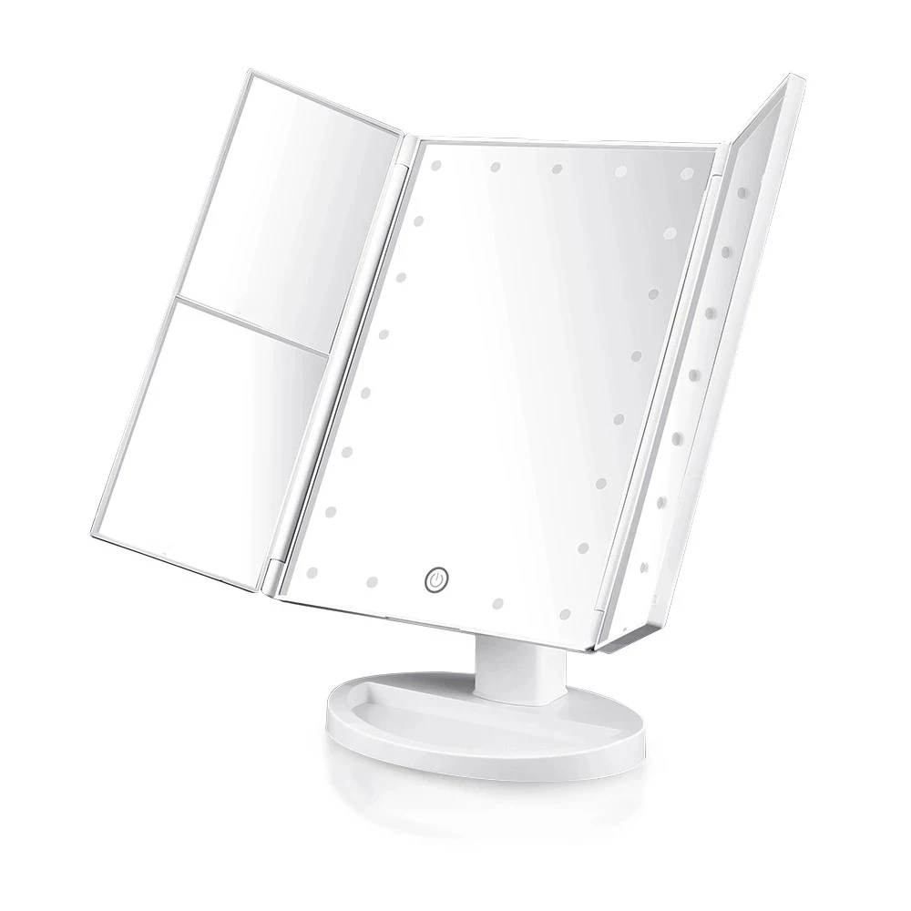 Desktop Foldable Travel Vanity Table Bathroom Portable Led Makeup Mirror With Led Light