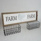 Farm style basket storage wooden plaque wall art decor