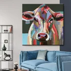 dropshipping Handmade cartoon abstract cow oil painting animal canvas for kids room