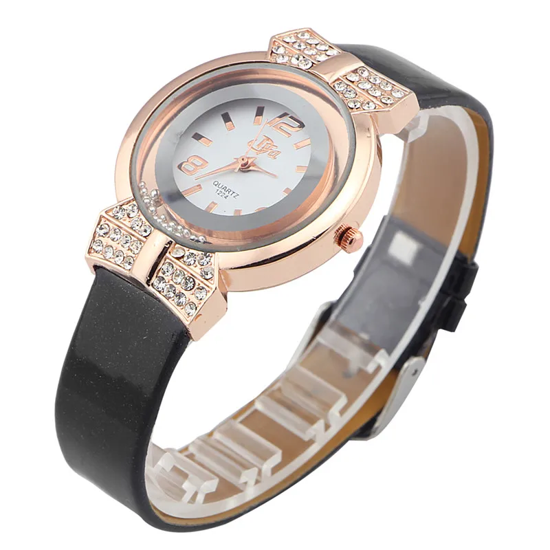 Diamond Luxury Ladies Dress Quartz Watch Women Fashion Casual Rose Gold Leather Watches Rhinestone Clock relogio feminino 2015