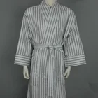 100% Cotton Flannel Stripe Robe Bathrobe for Hotel Use