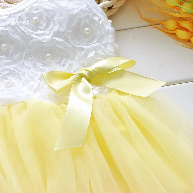 女の子ピンクローズ花びら裾ドレス女の子花服6異なる色かわいい子供服プリンセスチュチュドレスvestidosティス仕入れ・メーカー・工場