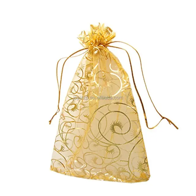 organza fabric gift bag,printing drawstring&handle pouch