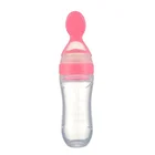 100% food grade silicone baby feeding bottle with spoon