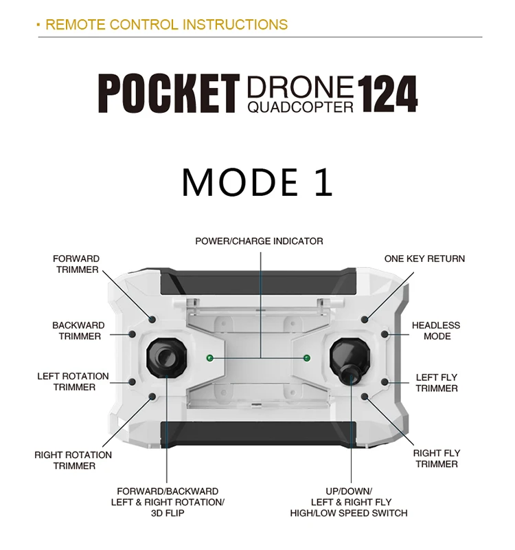 4. SBEGO_124_White_Pocket_Drone_One_Key_Switch_Controller_USB_Charger_Mini_RC_Quadcopter_RTF