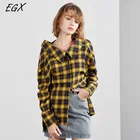 Latest Fashion Design Womens Plaid Shirts Long Sleeve Single-Breasted Blouse
