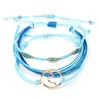 Bohemian wave charms pendant bracelet beach style girl wax string bracelet