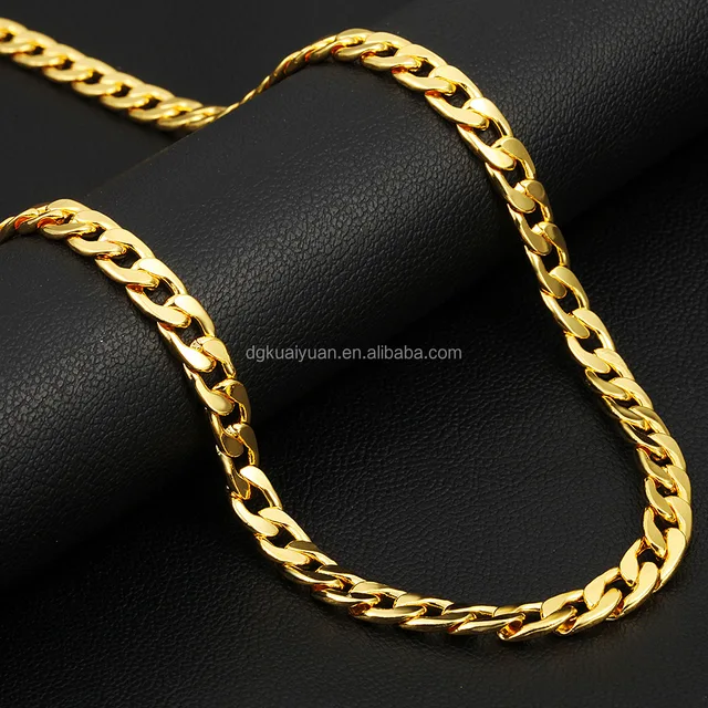 hot selling men"s gold chain necklace 18k gold plated stainless