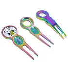 Custom Rainbow Color Metal Plated Golf Pitch Repairs Golf divot tools with Ball Marker
