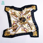 China factory vintage square silk scarf digital print ,mini neck scarf