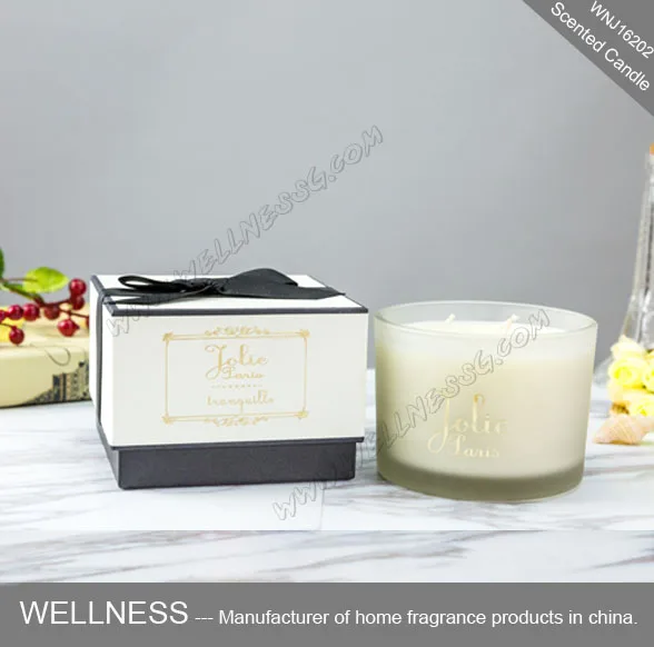 scented soy candle in glass holder for gift set