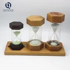 3 5 10mins glass sand timer hourglass sets with wood base